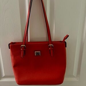 Anne Klein Coral-Peach Pebbled Double Strap Tote